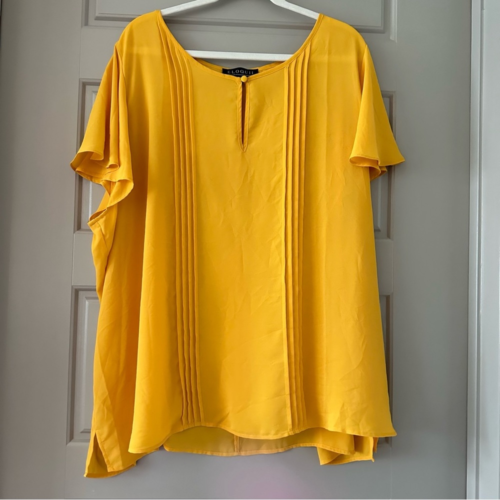 eloquii yellow shirt with button